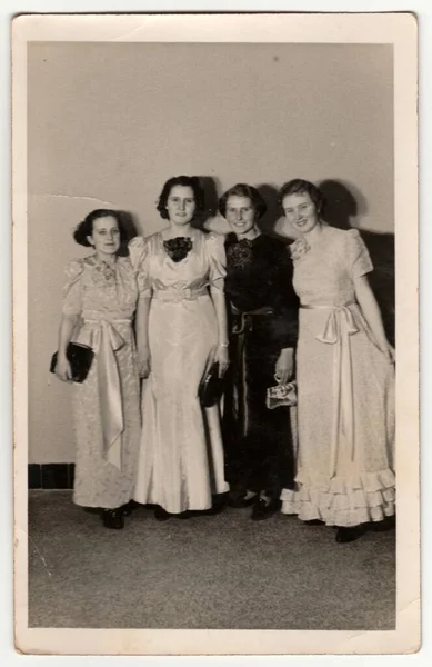 Tabor Czechoslovak Republic Февраля 1939 Винтажное Фото Показывает Танцоров Девушек — стоковое фото