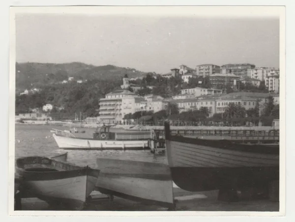 意大利 Circa 1970年代 古老的照片展示了意大利的里维拉 复古黑白摄影 1970年代左右 — 图库照片