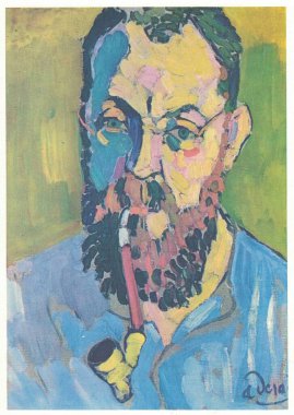 Matisse 'in Portresi, 1905. Andre Derain 'in resmi, yağlı boya, tuval. Andr Derain en çok Fauvism ve Kübizm 'in gelişmesine katkılarıyla tanınıyor.