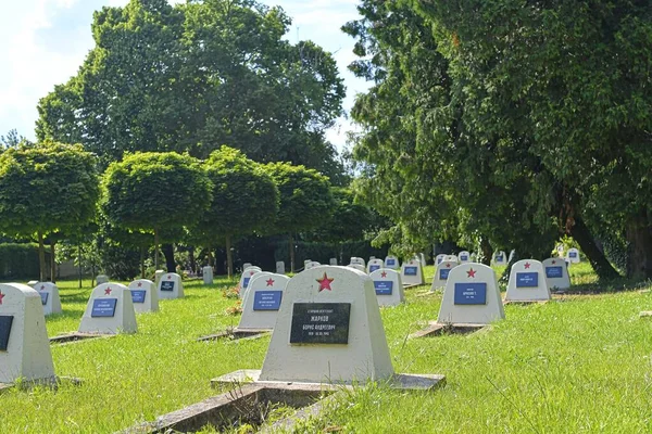 Hustopece Czechia June 2023 Tombstones Red Army Soldiers Buried April — Stock Photo, Image
