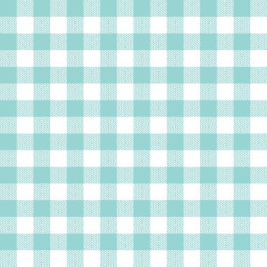 Doymuş Cyan 'daki Gingham deseni. Herringbone desenli dikişsiz geometrik vichy ekose vektör arkaplan grafiği bahar elbisesi, gömlek, diğer modern moda kumaş tasarımı.