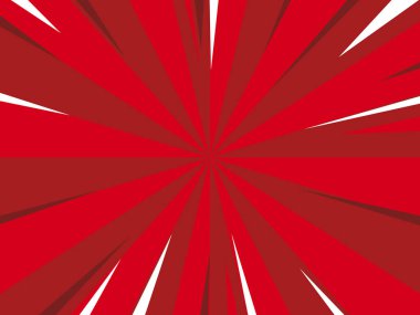 Çizgi romanlar için radikal kırmızı hız çizgileri. Patlama arka planı. Vektör illüstrasyonu.