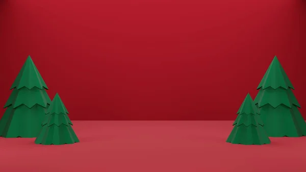 Röd Render Mockup För Jul Och Nyår Produkt Showcase — Stockfoto