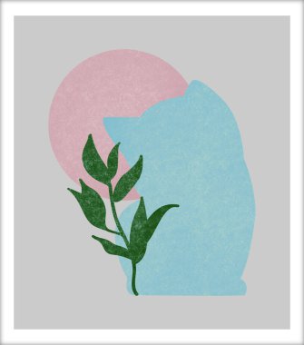 Poster Minimalistic cat shape, simple wall decoration poster.