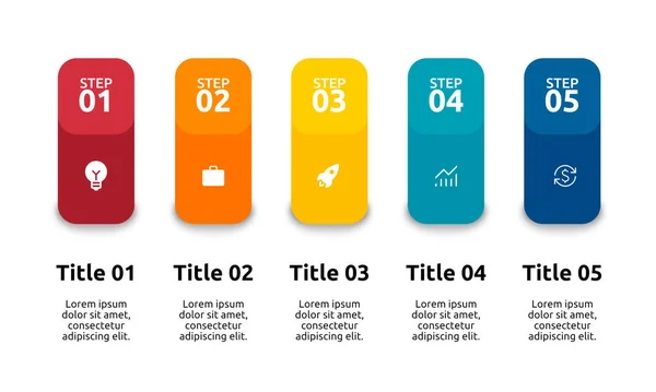 3D Infographic. Presentation slide template. 5 step option. Chart concept. view from above