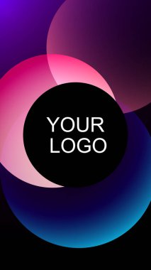 Karanlık uzayda parlayan neon halkalar. Fütürist soyut arka plan. Logonuz için vektör illüstrasyonu