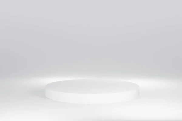 白い背景に白い丸の表彰台 3Dレンダリング 3Dイラスト — ストック写真