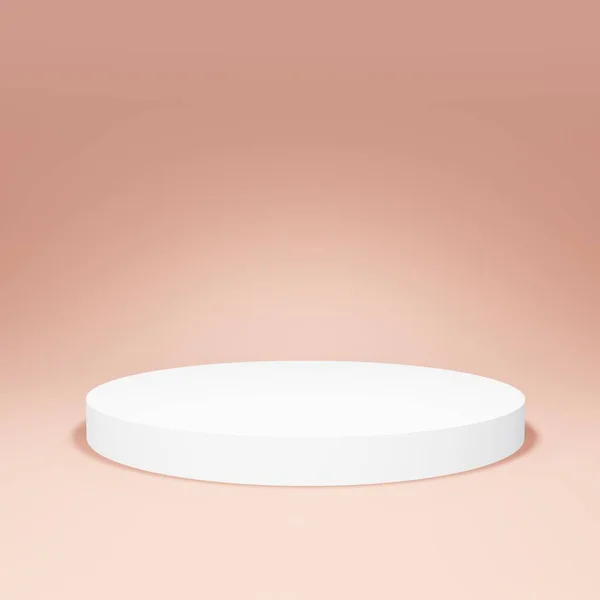 Şeftali rengi arka planda yuvarlak podyum. 3d hazırlayıcı.