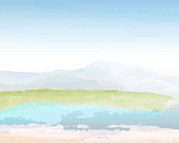 Snové Ostrovy Imaginární Krajinné Malby Akvarely Stěnách Nebo Tapety Pozadí — Stockový vektor