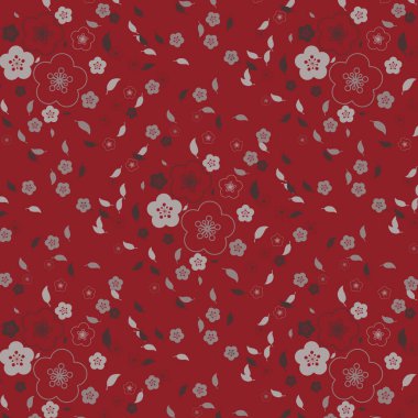 Arka plan için pürüzsüz kırmızı Çin çiçeği deseni