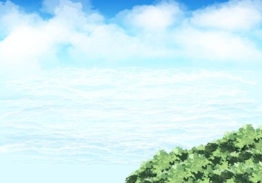 Bulutlu ve güneşli mavi gökyüzü. manzara