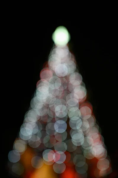 Decoração Sazonal Das Luzes Casa Natal Vista Desfocada Borrada Exterior — Fotografia de Stock