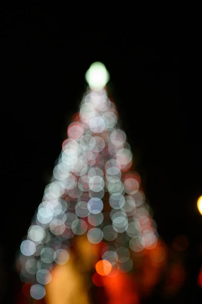Abstrato Fundo Natal Com Luzes Desfocadas — Fotografia de Stock