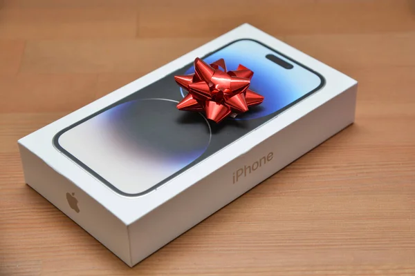 Riga Latvia December 2022 Apple Iphone Pro Smartphone Christmas Gift Stock Photo