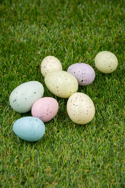 stock image Easter eggs in green grass.