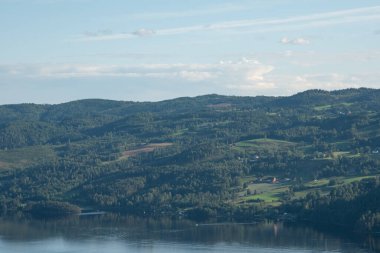 Oslo, Norveç - 10 Temmuz 2023: Ekrberg Parken tepesinden Oslo şehir merkezi