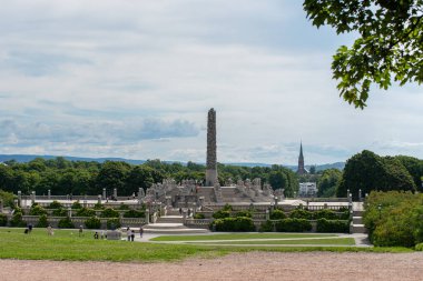 Oslo, Norveç - 12 Temmuz 2023: Oslo manzaralı Vigeland Parkı, Norveç 'in başkenti