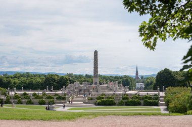 Oslo, Norveç - 12 Temmuz 2023: Oslo manzaralı Vigeland Parkı, Norveç 'in başkenti