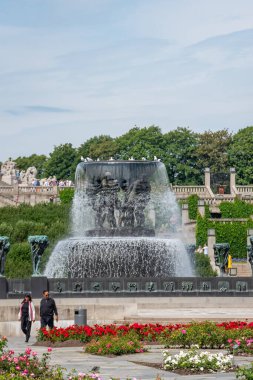 Oslo, Norveç - 12 Temmuz 2023: Oslo manzaralı Vigeland Parkı, Norveç 'in başkenti