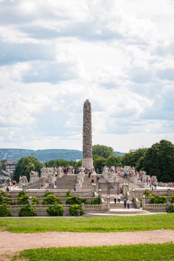 Oslo, Norveç - 12 Temmuz 2023: Oslo manzaralı Vigeland Parkı, Norveç 'in başkenti