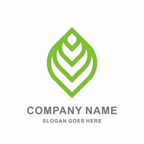 Green Leaf Nature Farm Företag Vector Logo Design — Stock vektor