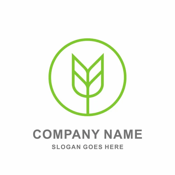 Green Leaf Nature Farm Business Company Vector Logo Design — Stock Vector