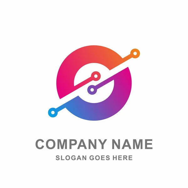 Conexão Link Digital Pontos Círculo Empresa Negócios Vector Logo Design — Vetor de Stock