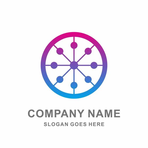 Circle Dots Digital Link Connection Business Company Векторний Дизайн Логотипу — стоковий вектор