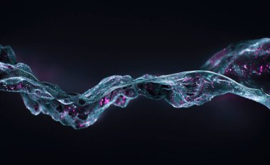 Soyut arkaplanın 3 boyutlu yorumlanması, büyük veri kavramı, kuantum bilgisayar teknolojisi kavramı