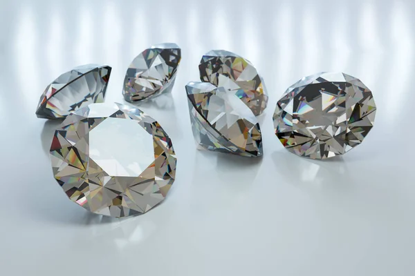 Bella Rendered Diamante Lucido Sulla Superficie Leggera — Foto Stock