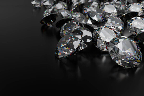 Beautiful 3D Rendered Shiny Diamond on black surface