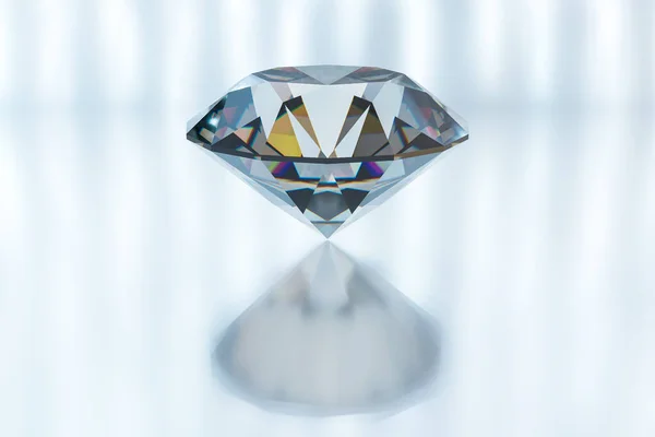 Krásný Vykreslený Lesklý Diamant Světlém Povrchu — Stock fotografie