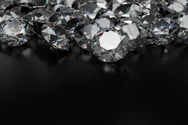 美しい3Dレンダリング黒い表面に光沢のあるダイヤモンド — ストック写真