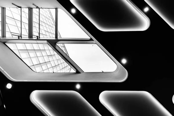 Modernes Bauen Wien Designkonzept Zeitgenössische Architektur Schwarz Weiß Optik — Stockfoto
