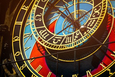 Prag Astronomik Saatinin Karmaşık Detaylı Yakın Görüntüsü