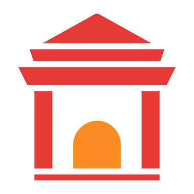 Mimari katı kırmızı illüstrasyon vektörü ve yeni yıl logosu mükemmel. Mobil konsept ve web için modern koleksiyon simgesi.