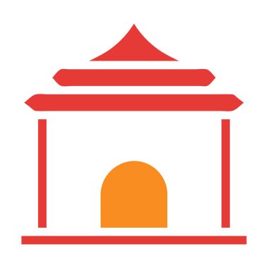 Mimari katı kırmızı illüstrasyon vektörü ve yeni yıl logosu mükemmel. Mobil konsept ve web için modern koleksiyon simgesi.