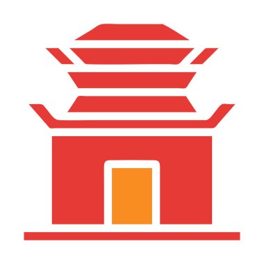 Mimari katı kırmızı illüstrasyon vektörü ve yeni yıl logosu mükemmel. Mobil konsept ve web için modern koleksiyon simgesi.