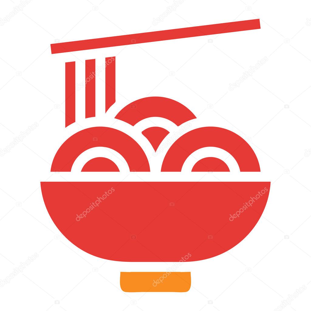 Noodle Solid red illustration vector and logo new year icon perfect. Icon sign from modern collection for mobile concept and web.