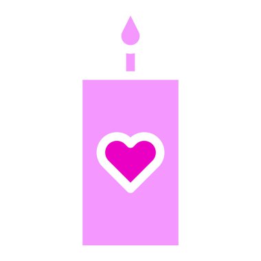 candle solid pink valentine illustration vector and logo new year icon perfect. Icon sign from modern collection for web. Nice design perfect.