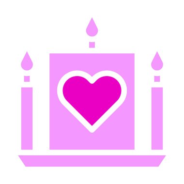 candle solid pink valentine illustration vector and logo new year icon perfect. Icon sign from modern collection for web. Nice design perfect.
