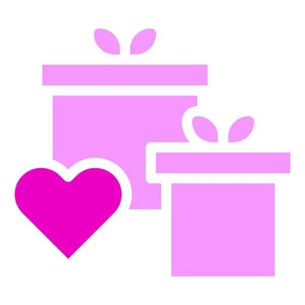Gift Solid Pink Valentine Illustration Vector Logo New Year Icon — Stockový vektor