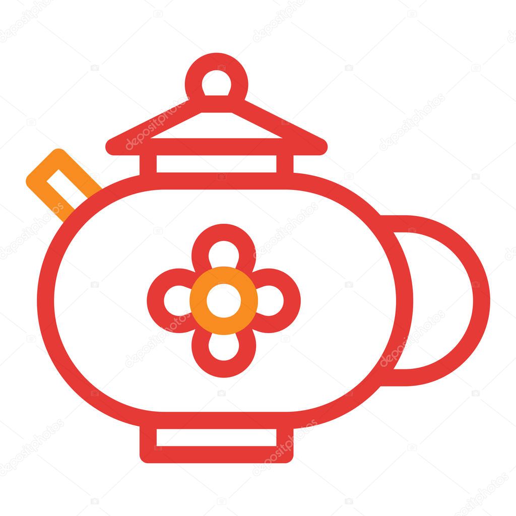 Teapot multicolor red illustration vector and logo new year icon perfect. Icon sign from modern collection for web. Nice design perfect.