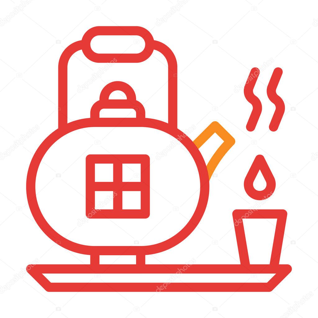 Teapot multicolor red illustration vector and logo new year icon perfect. Icon sign from modern collection for web. Nice design perfect.