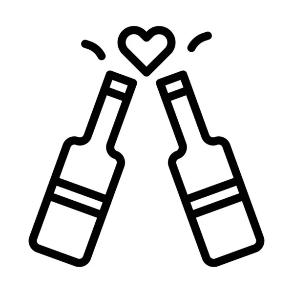 Wine Valentine Icon Outline Style Illustration Vector Logo Icon Sign - Stok Vektor