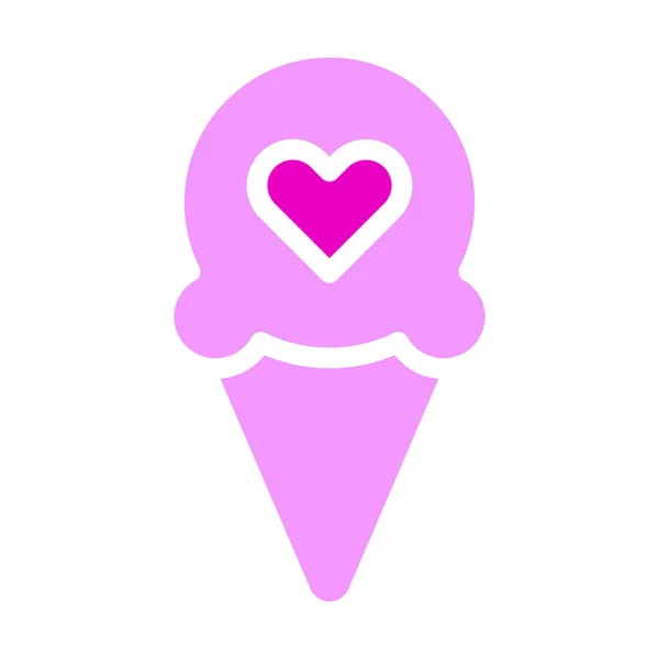 Ice Cream Valentine Icon Solid Pink Style Illustration Vector Logo — Stockvektor