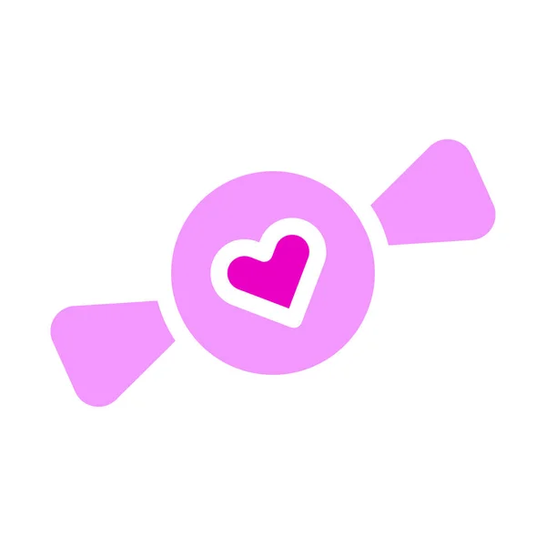 Candy Valentine Icon Solid Pink Style Illustration Vector Logo Icon — Vetor de Stock