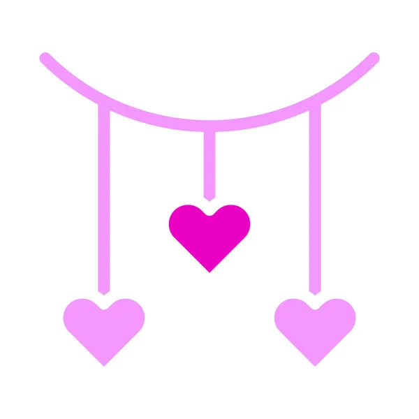 Decoration Valentine Icon Solid Pink Style Illustration Vector Logo Icon — Wektor stockowy