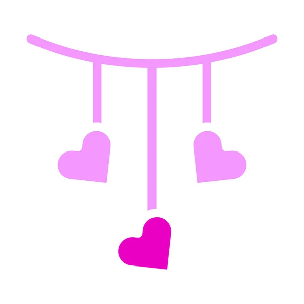 Decoration Valentine Icon Solid Pink Style Illustration Vector Logo Icon — Stock vektor