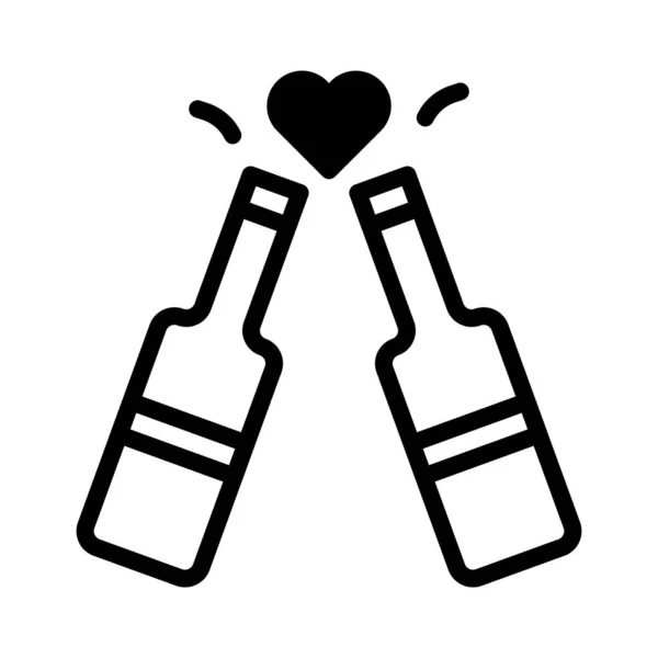 Wine Dualtone Black Valentine Illustration Vector Year Icon Perfect Icon - Stok Vektor